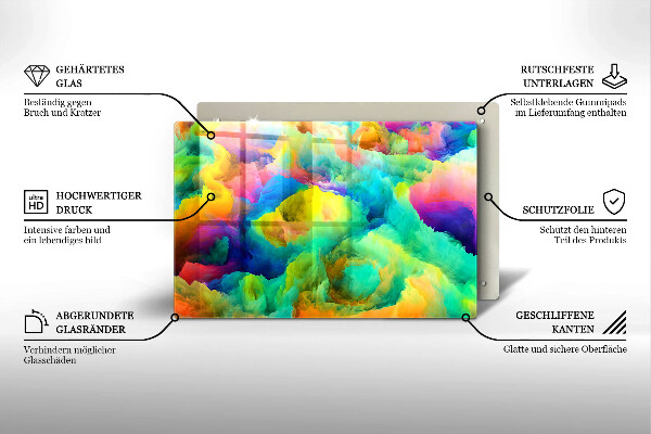 Chopping board glass Colorful abstraction