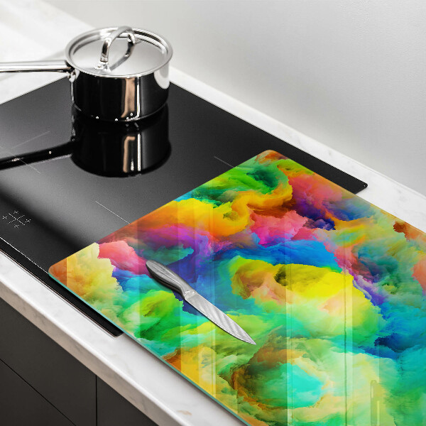 Chopping board glass Colorful abstraction