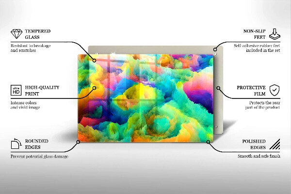 Chopping board glass Colorful abstraction