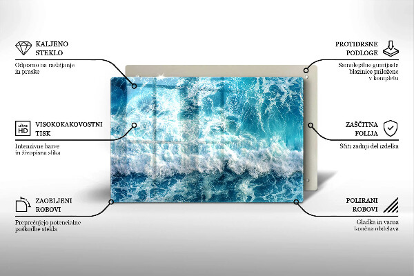 Chopping board glass Water sea waves