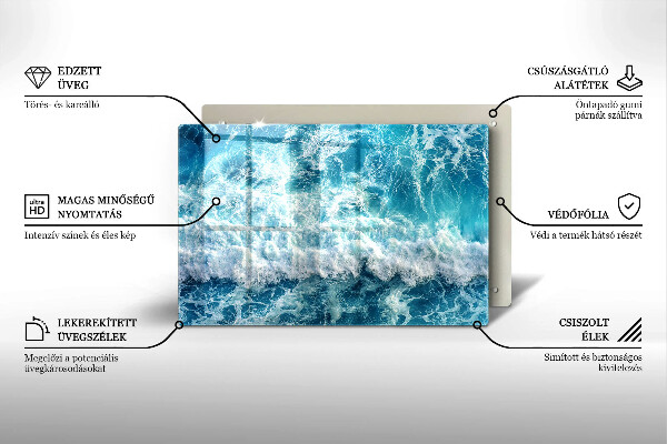 Chopping board glass Water sea waves