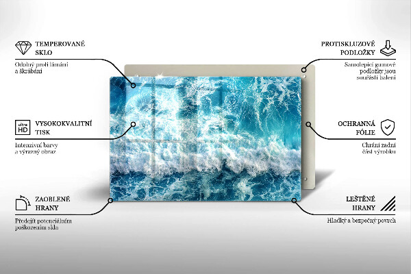 Chopping board glass Water sea waves