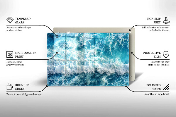 Chopping board glass Water sea waves