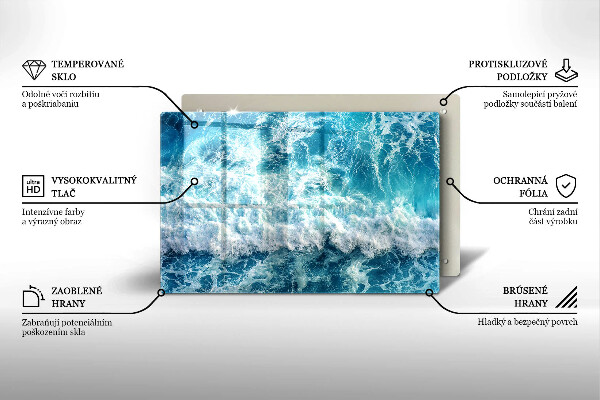 Chopping board glass Water sea waves