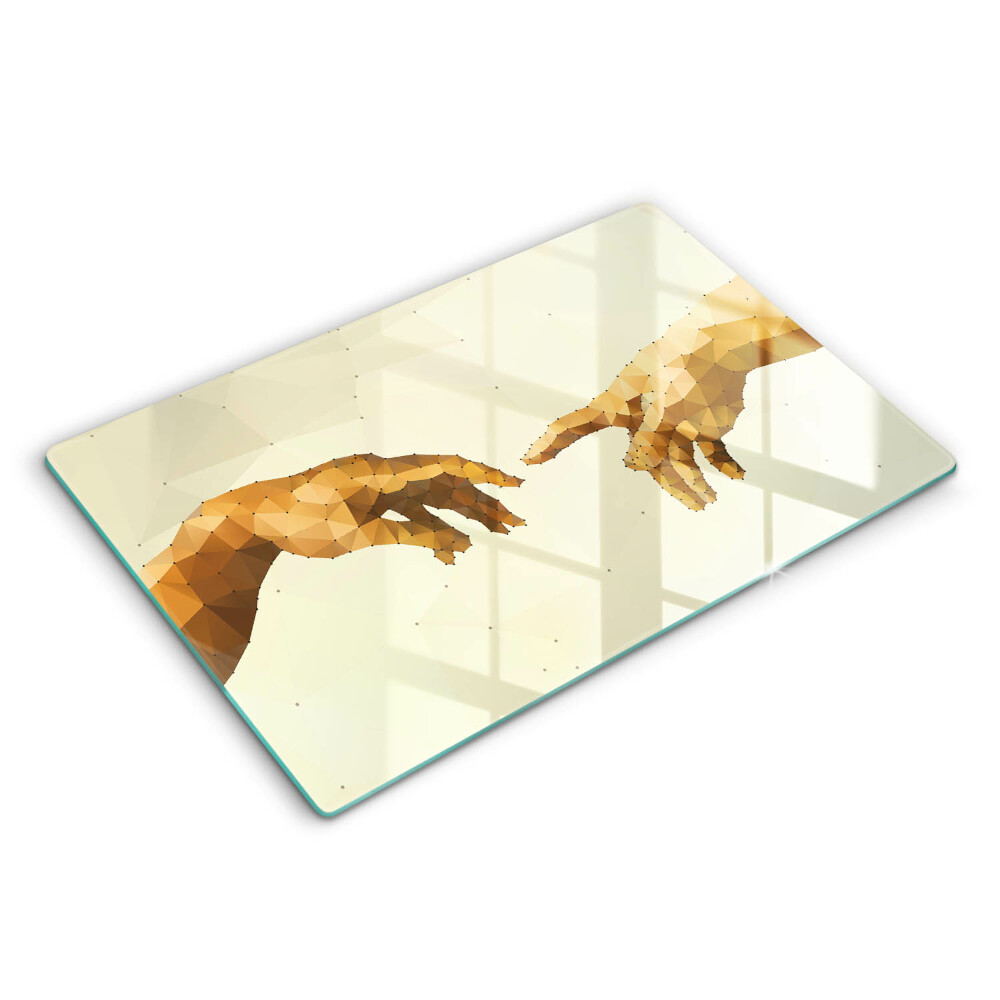 Glass cutting board Creation of Adam hands