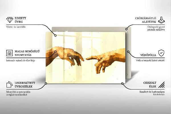 Glass cutting board Creation of Adam hands