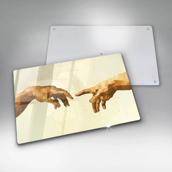 Glass cutting board Creation of Adam hands