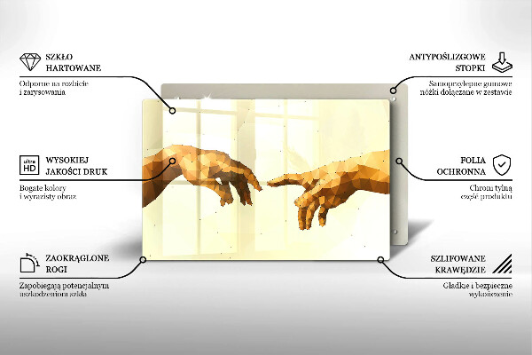 Glass cutting board Creation of Adam hands