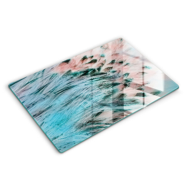 Glass cutting board Boho bird feathers