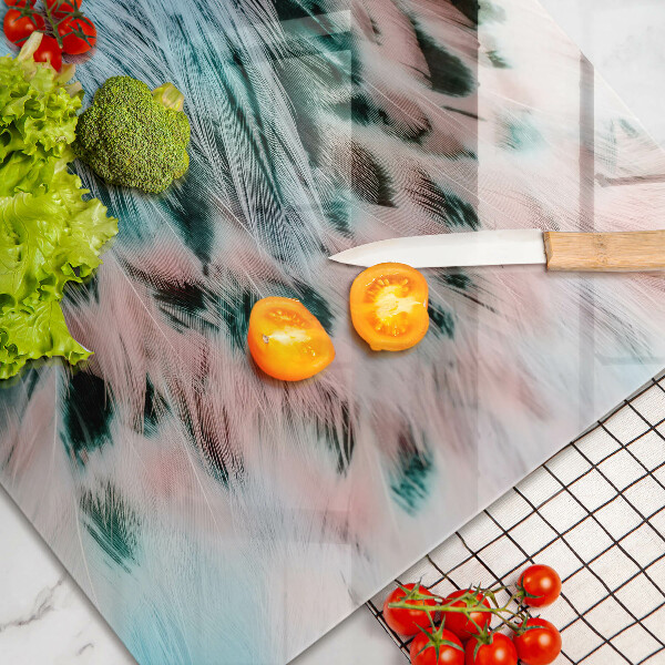 Glass cutting board Boho bird feathers