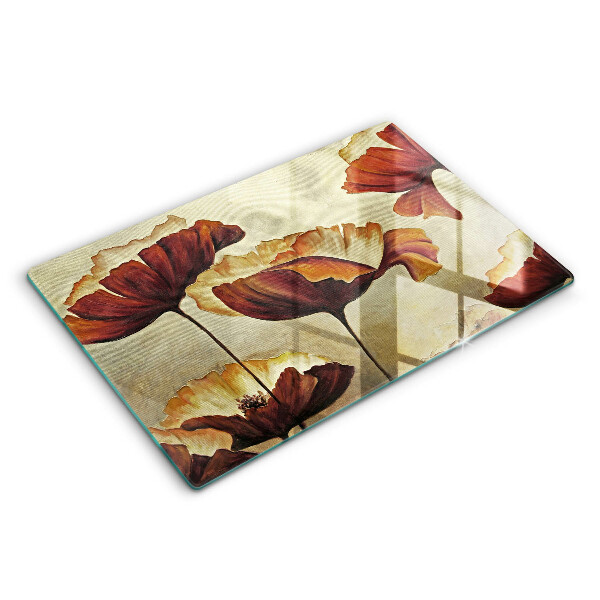 Glass cutting board Painted boho flowers