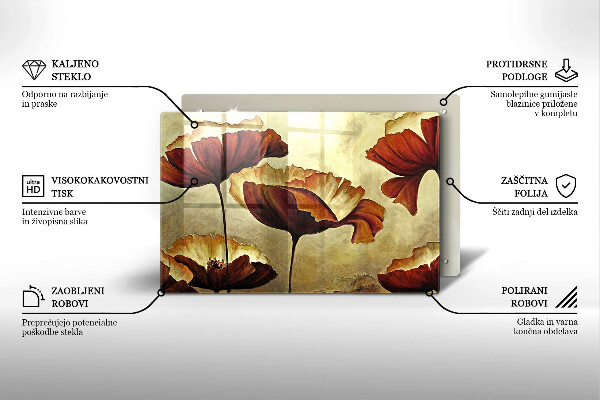 Glass cutting board Painted boho flowers