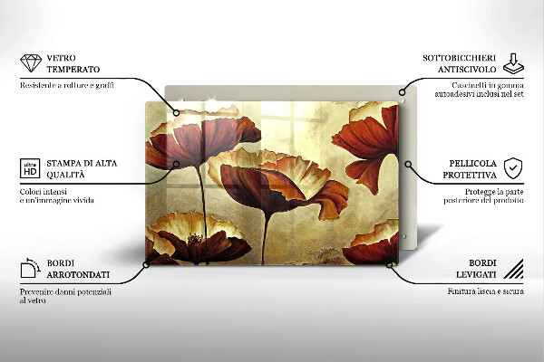 Glass cutting board Painted boho flowers