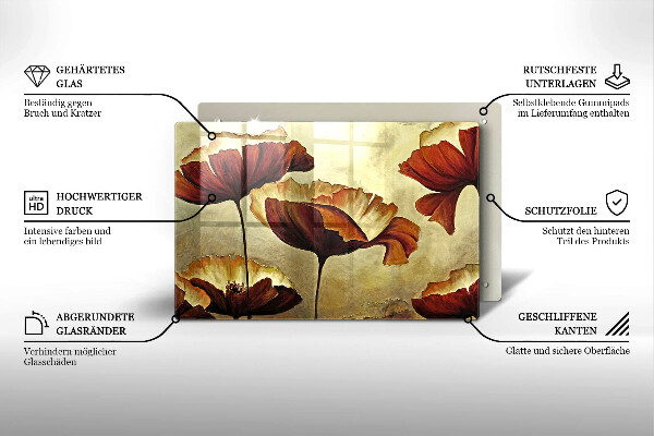 Glass cutting board Painted boho flowers