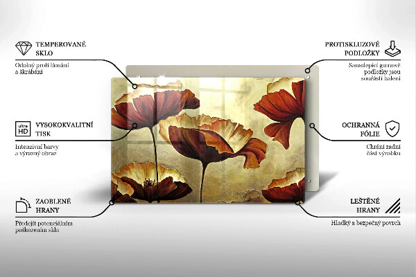 Glass cutting board Painted boho flowers