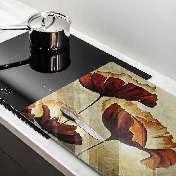 Glass cutting board Painted boho flowers