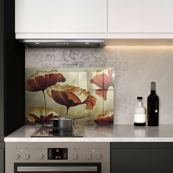 Glass cutting board Painted boho flowers