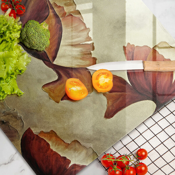 Glass cutting board Painted boho flowers