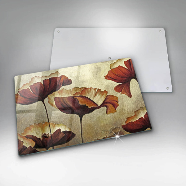 Glass cutting board Painted boho flowers