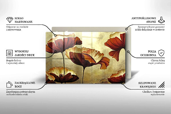 Glass cutting board Painted boho flowers