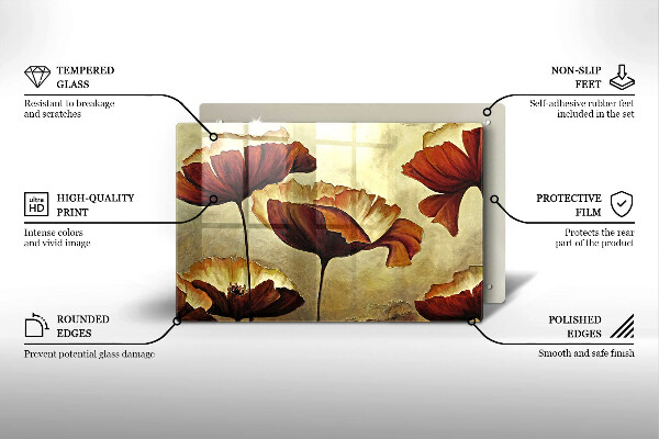 Glass cutting board Painted boho flowers