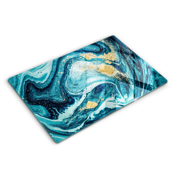 Chopping board Blue abstraction gold