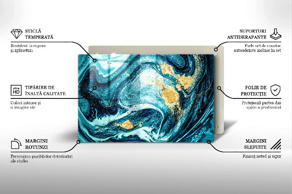 Chopping board Blue abstraction gold