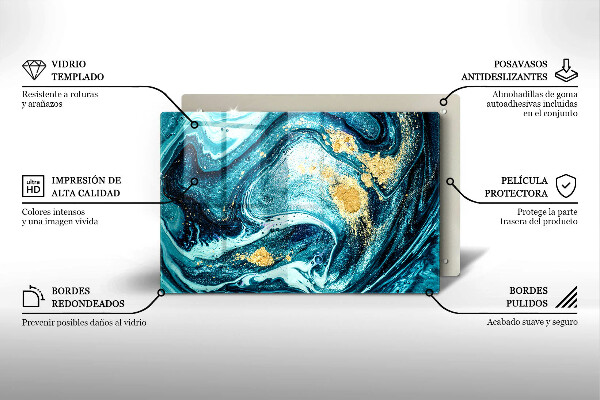 Chopping board Blue abstraction gold