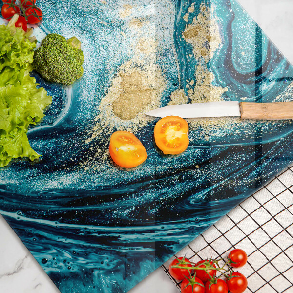 Chopping board Blue abstraction gold