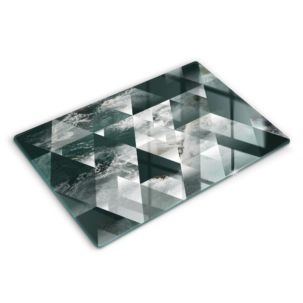 Chopping board glass Triangles and water