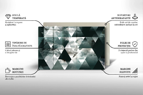 Chopping board glass Triangles and water