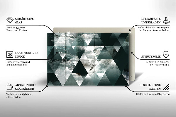 Chopping board glass Triangles and water
