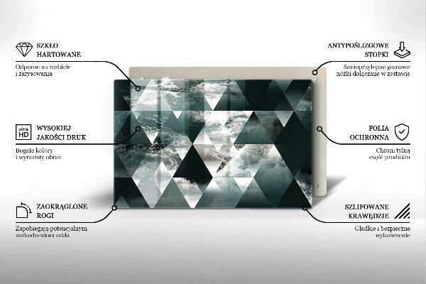 Chopping board glass Triangles and water