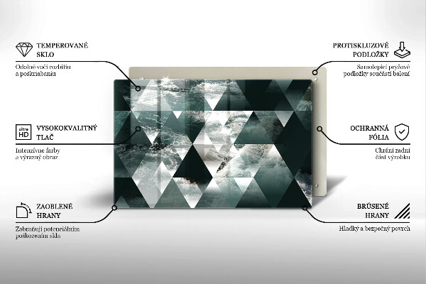 Chopping board glass Triangles and water