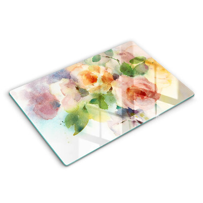 Glass kitchen board Painted flowers