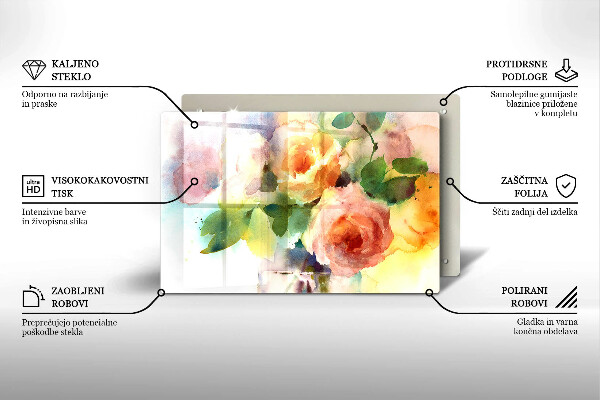 Glass kitchen board Painted flowers