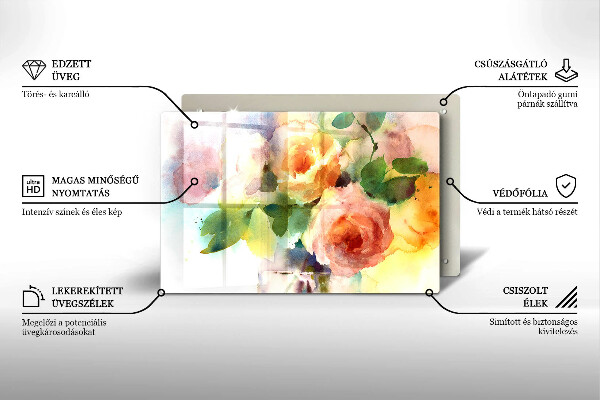 Glass kitchen board Painted flowers