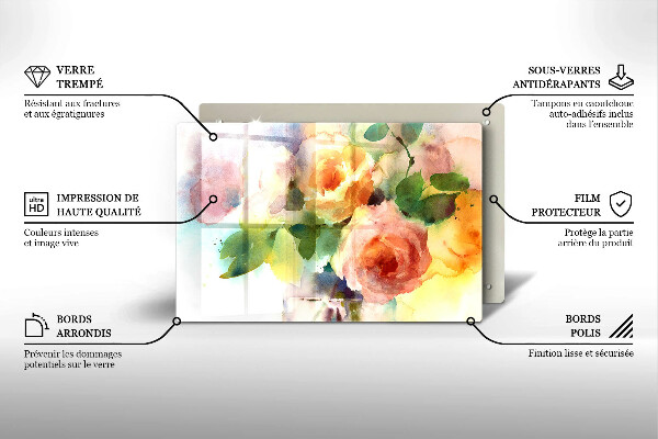 Glass kitchen board Painted flowers