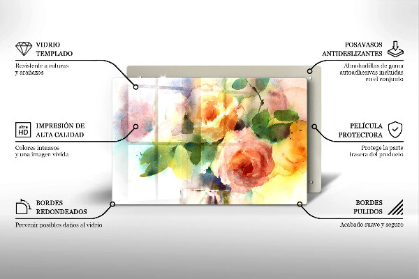 Glass kitchen board Painted flowers