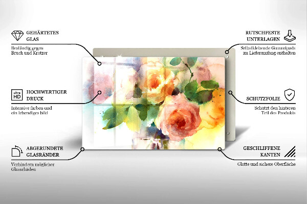 Glass kitchen board Painted flowers