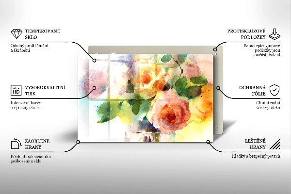 Glass kitchen board Painted flowers