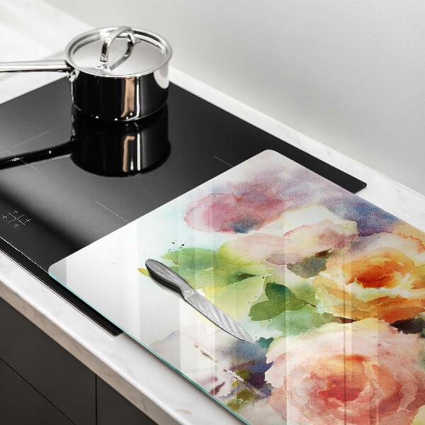 Glass kitchen board Painted flowers