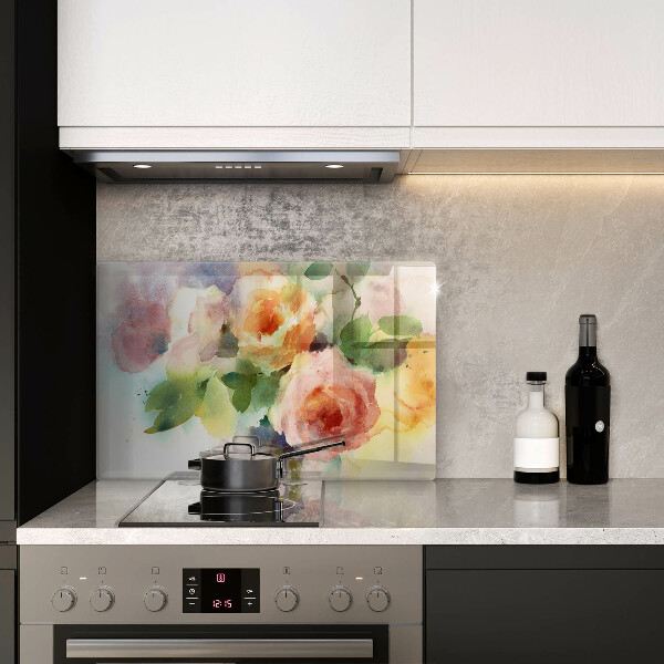 Glass kitchen board Painted flowers