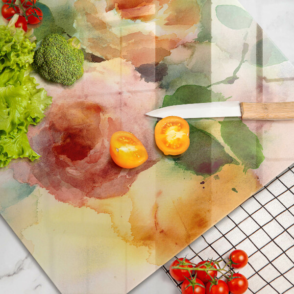 Glass kitchen board Painted flowers