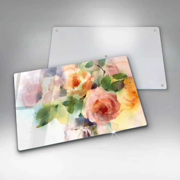 Glass kitchen board Painted flowers