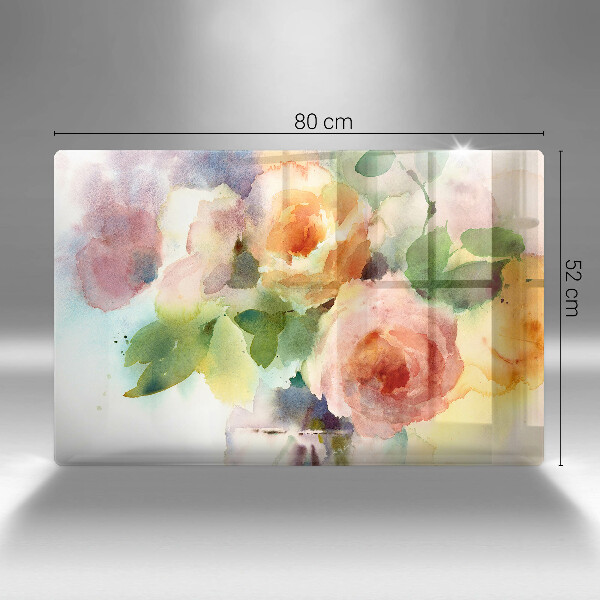 Glass kitchen board Painted flowers