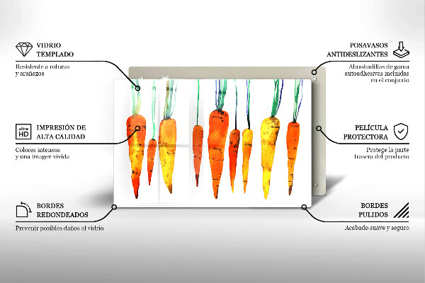 Glass kitchen board Carrot illustration