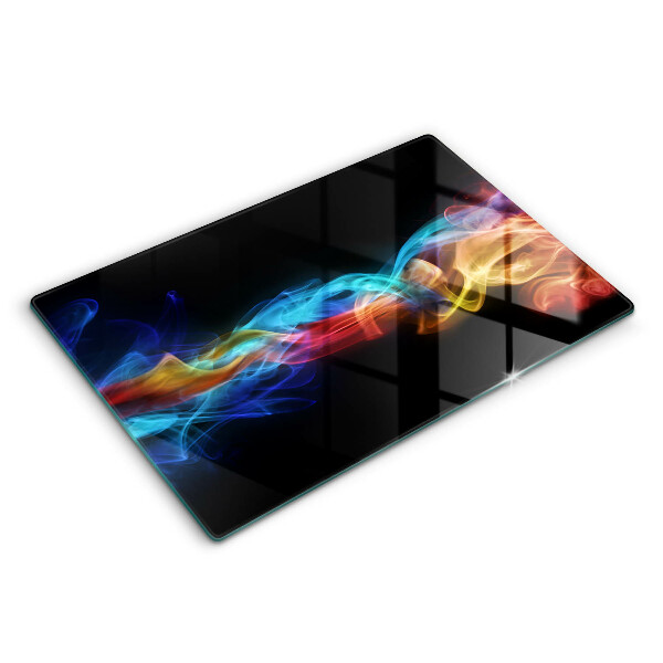 Chopping board glass Colorful smoke