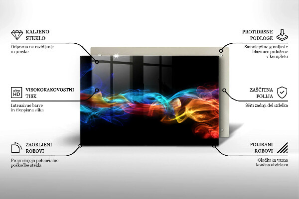 Chopping board glass Colorful smoke
