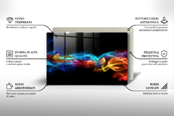 Chopping board glass Colorful smoke